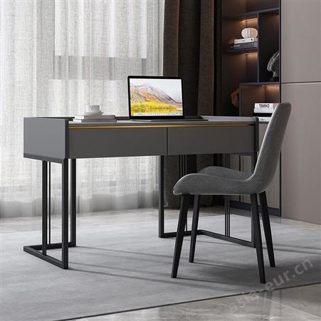 鼎富DF-022406家用电脑桌 书房亮光岩板书桌 带抽屉写字桌椅组合