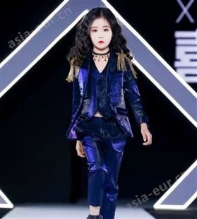 儿童西装三件套2022新款女童西服套装中大童韩版模特走秀潮演出服