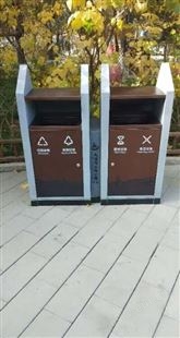 环保分类垃圾箱 塑木钢木公园垃圾箱
