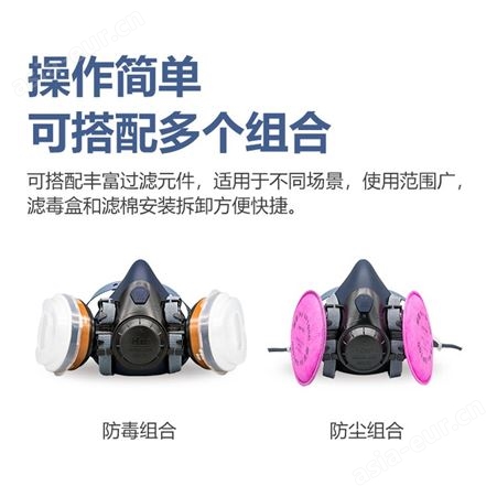 Hu/呼享 8600 防尘喷漆甲醛有机蒸气雾霾工业双滤盒硅胶半面具