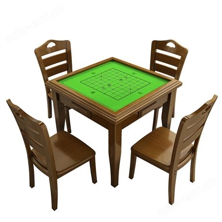 实木桌餐桌两用简易手搓家用正方形桌象棋手动桌