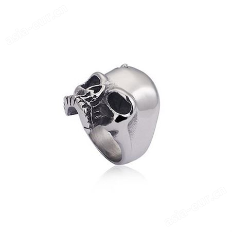 欧美朋克哥特摇滚个性骷髅头钛钢铸造男士戒指 复古钛钢指环