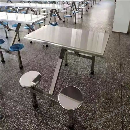 不锈钢快餐桌饭店学校餐厅员工食堂玻璃钢6人8人位连体餐桌椅组合